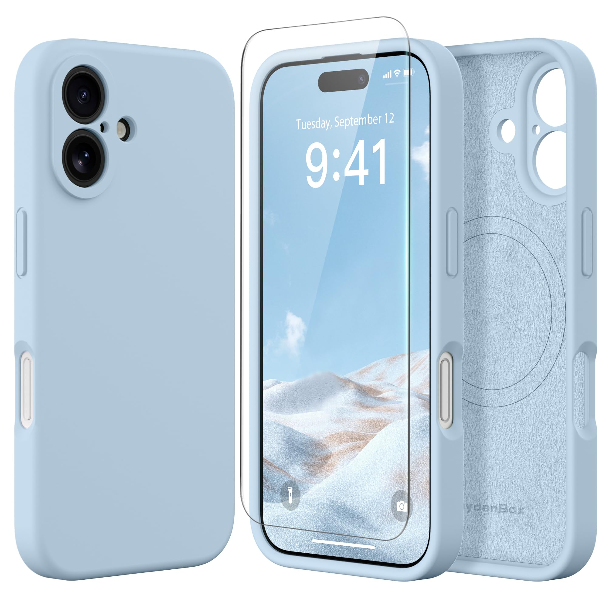 Magnetic for iPhone 16 Plus Case Silicone Light Blue