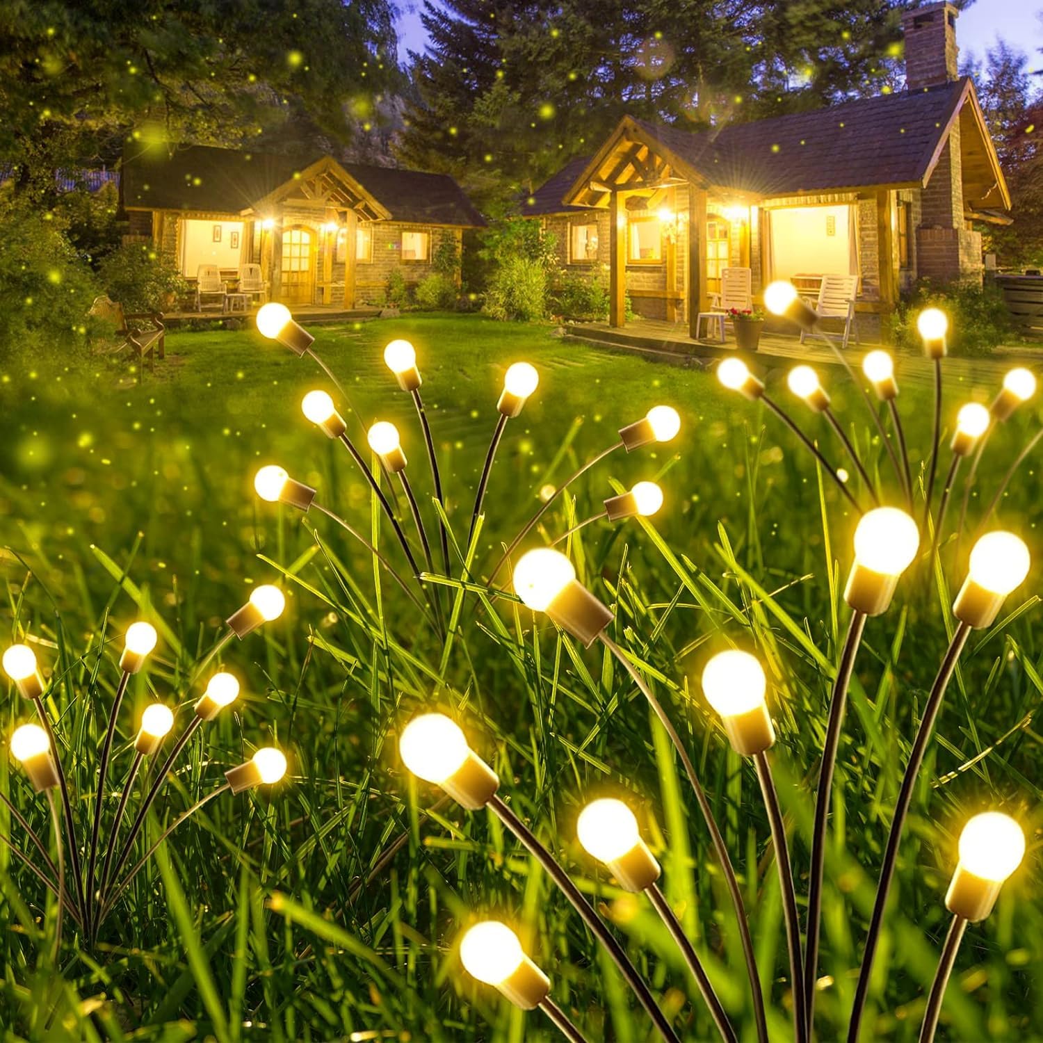 Solar-Außenleuchten für Gartendekorationen, 80 LEDs, verbesserte Solar-Lichter, Glühwürmchen-Lichter (durch Wind), Solarleuchten für den Außenbereich, wasserdicht, für den Außenbereich, Weg, Terrasse,