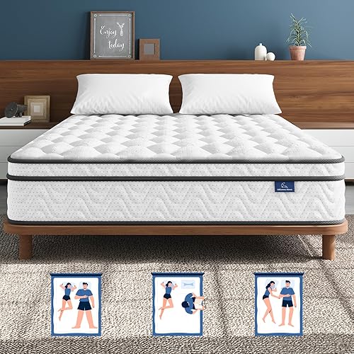 Vesgantti - Colchón Queen Size de 14 pulgadas, sin fibra de vidrio  Colchón híbrido para dormir fresco en una caja - Espuma viscoelástica y resortes