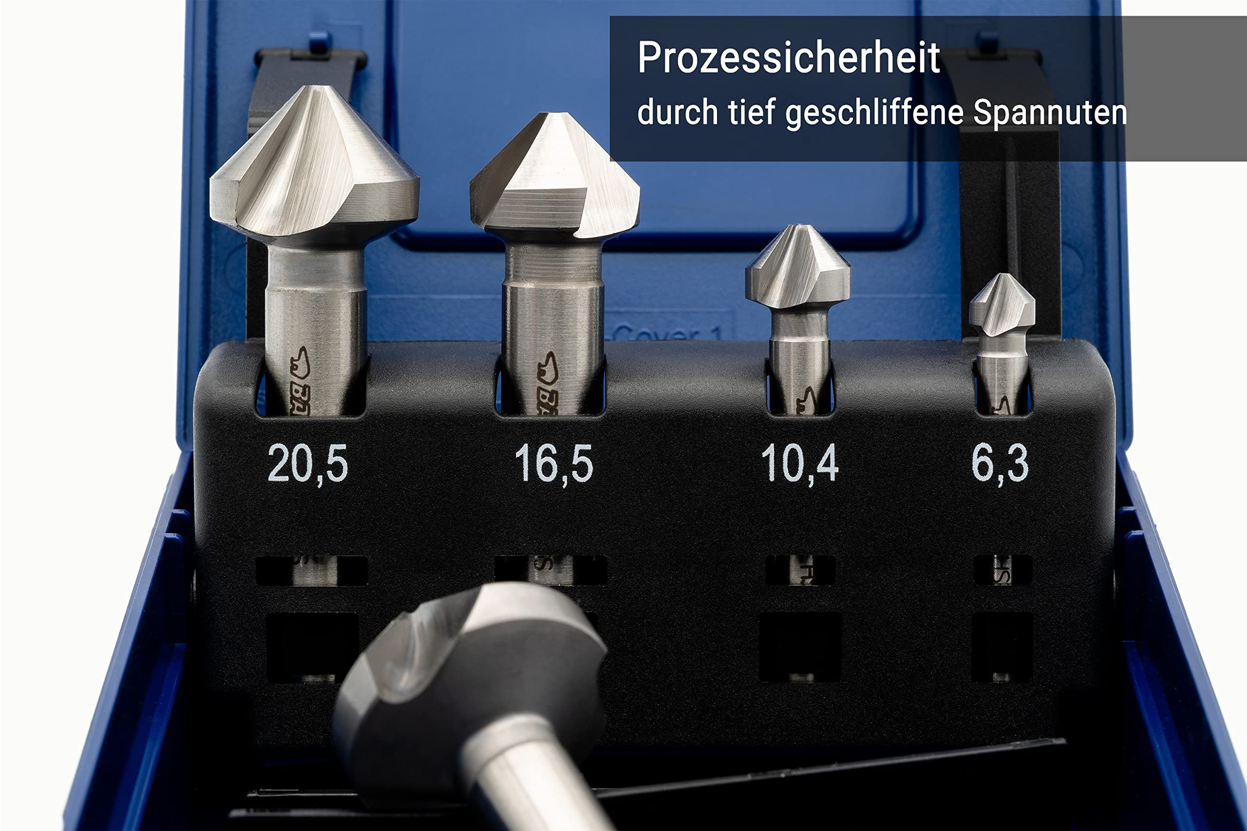 BAER HSSG - Set di svasatori conici a 90°, 6,3 – 25,0 mm, 5 pezzi, punte a svasatura, fresa, punte a testa svasata