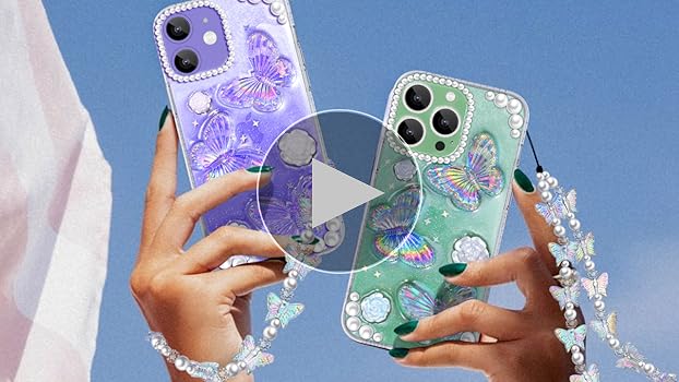 Fycyko Compatible with iPhone 7/8/SE 3D Butterfly Floral Clear with Design  Aesthetic Women Teen Girls Glitter Pretty Crystal Sparkle Sparkly Cute