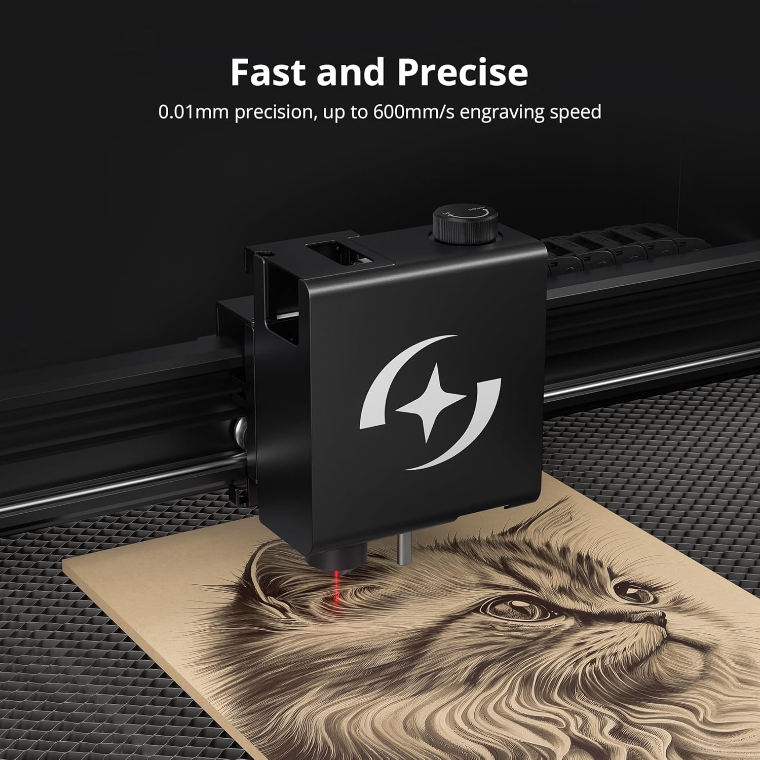 Laser head engraving with precision