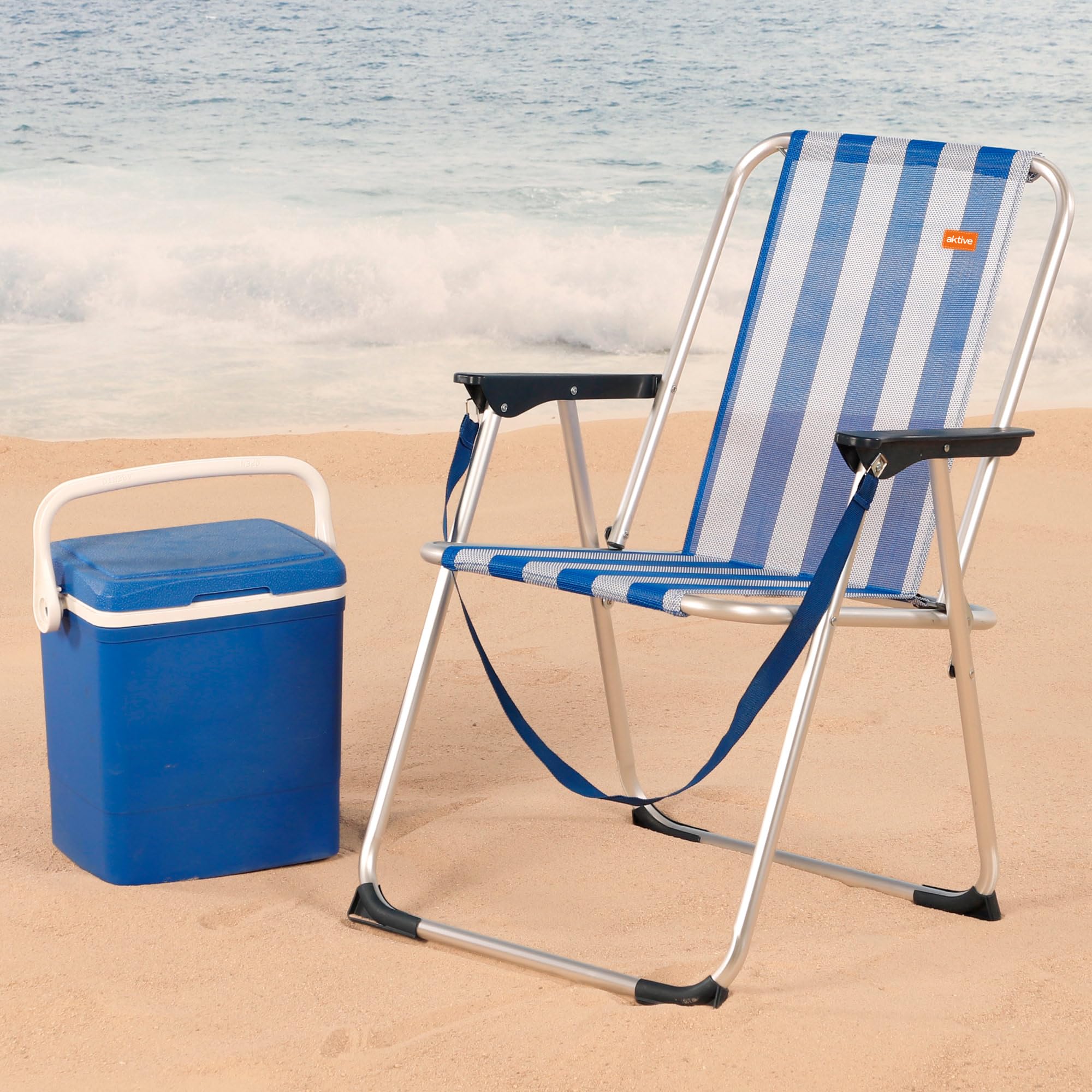 Aktive Sedia Pieghevole Fissa Alluminio Beach 47x54x75 cm Blu