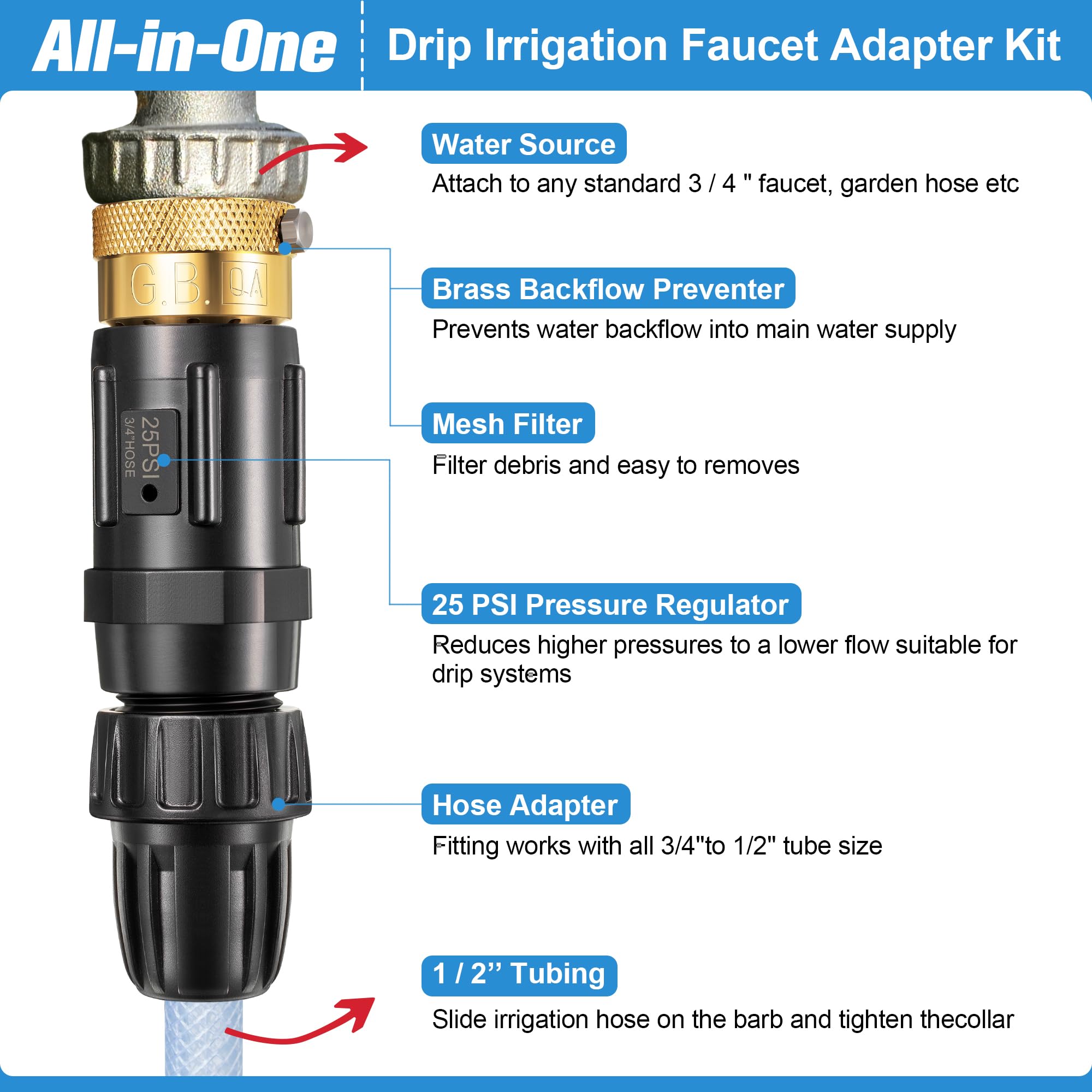 Snapklik.com : Feekoon 1 Set 25 Psi Drip Irrigation Faucet Adapter Kit ...