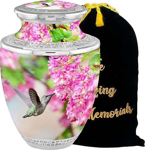 Miniatura 10 de Urnas de cremación personalizadas de flores de colibrí para cenizas adultas, machos y hembras, Urnas funerarias de 200 libras para cenizas humanas