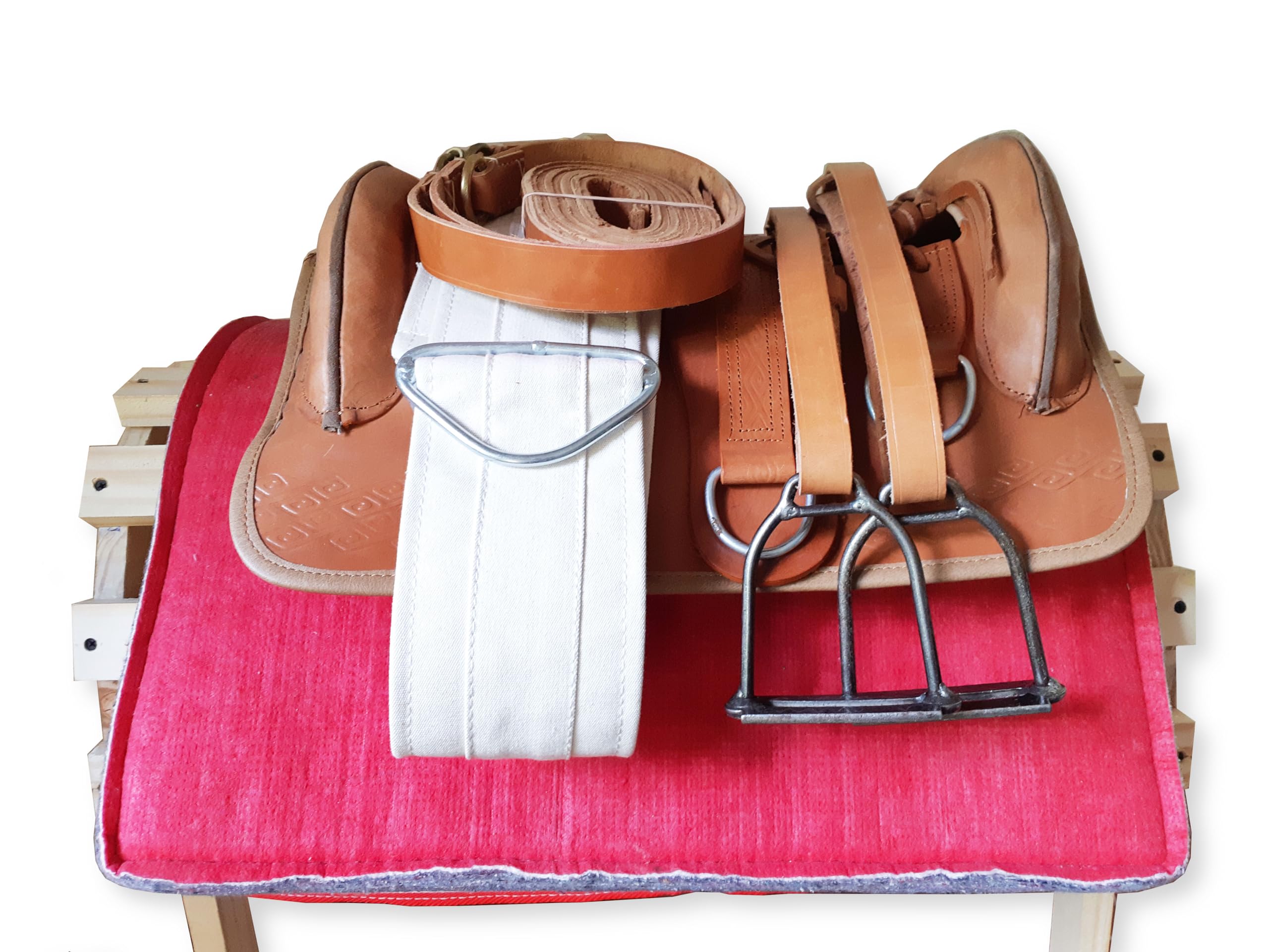 Selle de poney enfants sans arbre en cuir pour balades