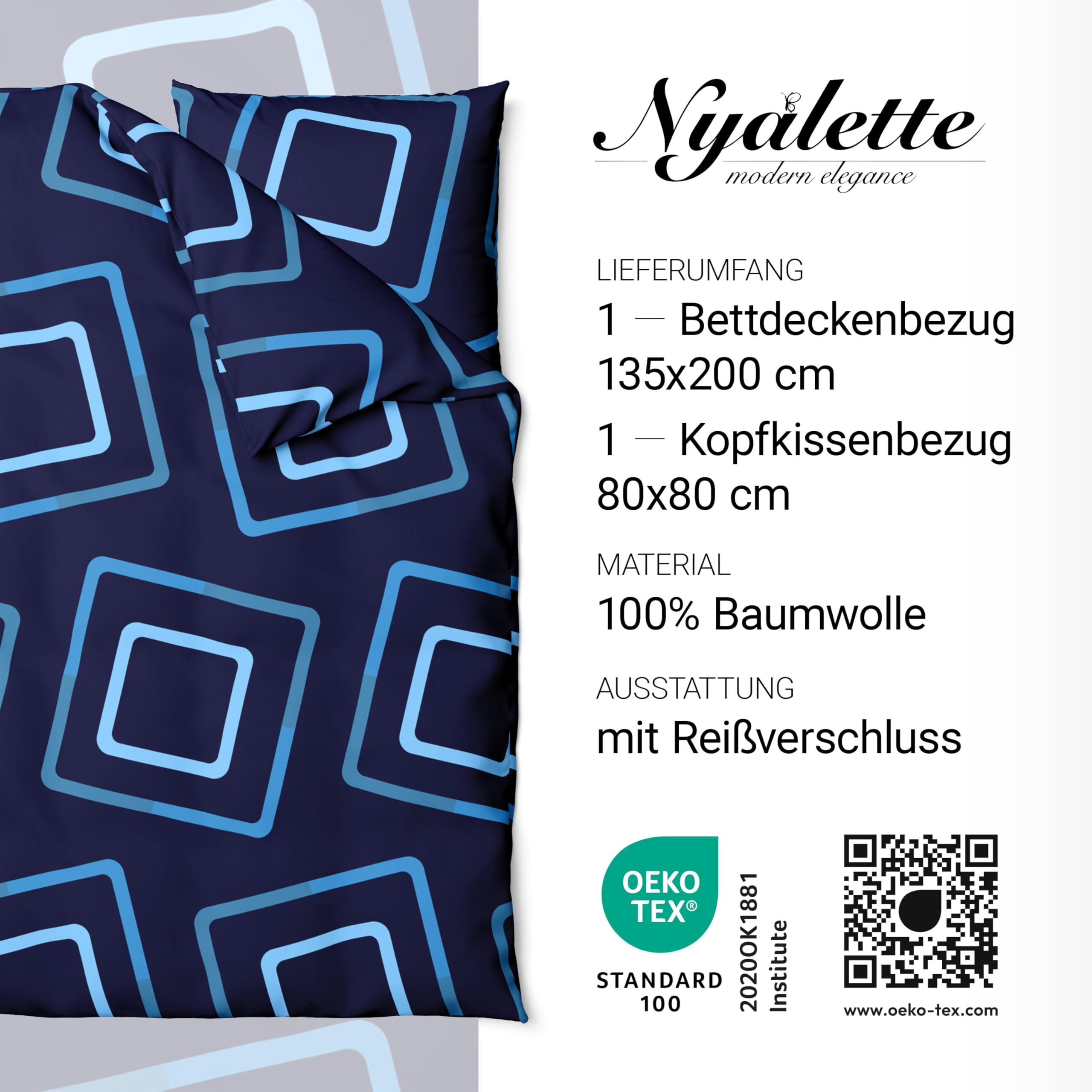 Bettwäsche 135x200 Baumwolle Bettwäsche-Sets Premium Blau Kariert Modern