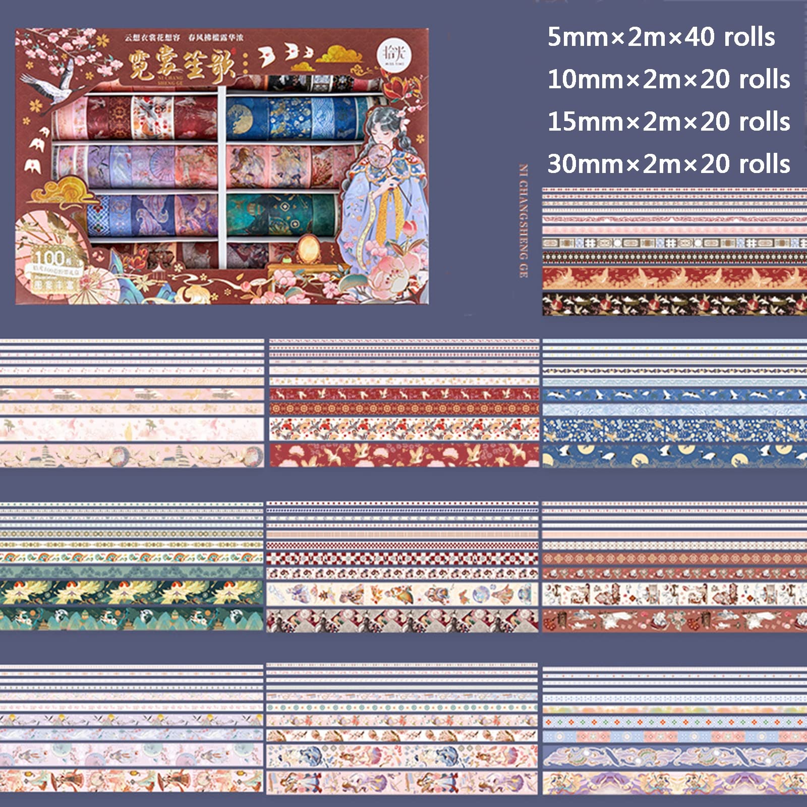 100 Rolek Zestaw TaśM Washi Kreatywne Podstawowe Chude TaśMy Dekoracyjne Do Sztuki, Majsterkowania, Czasopism, PlanistóW, Scrapbookingu, Owijania Dziennika śMieci, Dziennika PociskóW