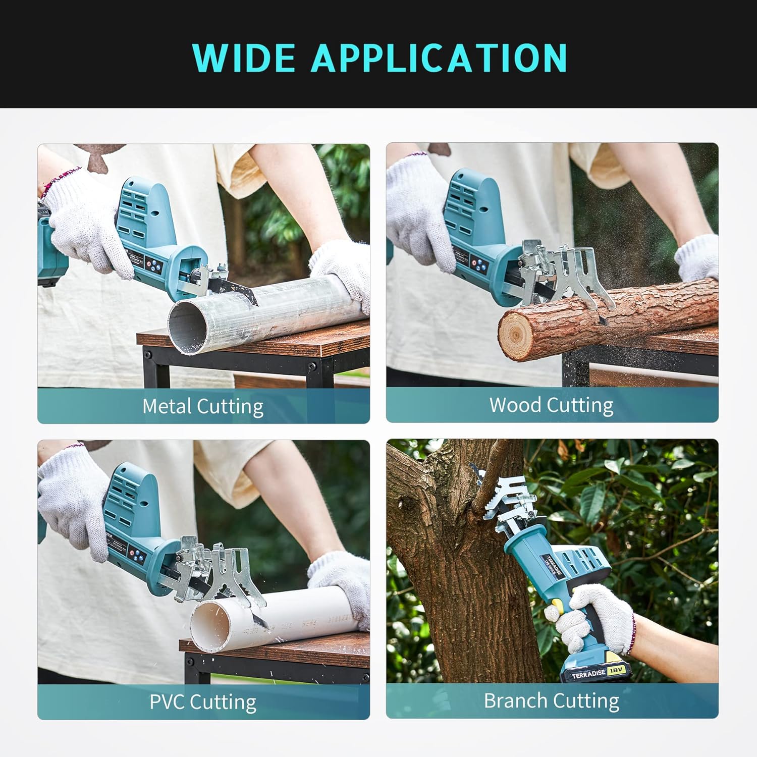 Buy TERRADISE Cordless Reciprocating Saw, Electric Sawzall with 2.0Ah