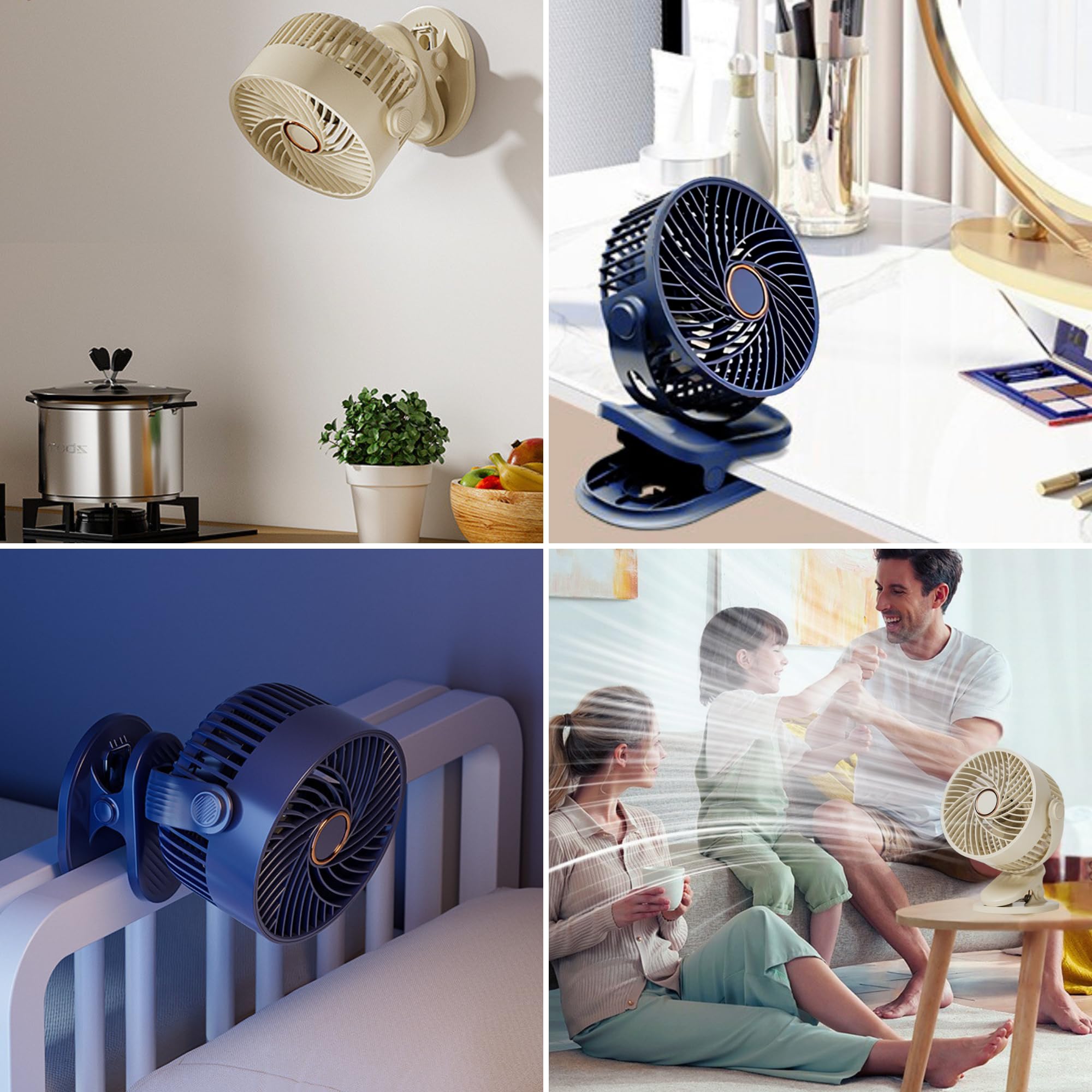 MAGIC SELECT Ventilateur à Pince 5 Vitesses avec Lumière | Silencieux, Multi-Surfaces, Tour à 360º, Batterie Longue Durée, Câble USB-C Intégré