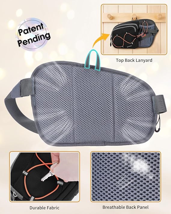 sportsnew Hydration Waist Pack with Water Bottle Holder, 2L Large Fanny Pack for Running Hiking Dog Walking, Water-Resistant Crossbody Waist Bag for Men Women, Black
