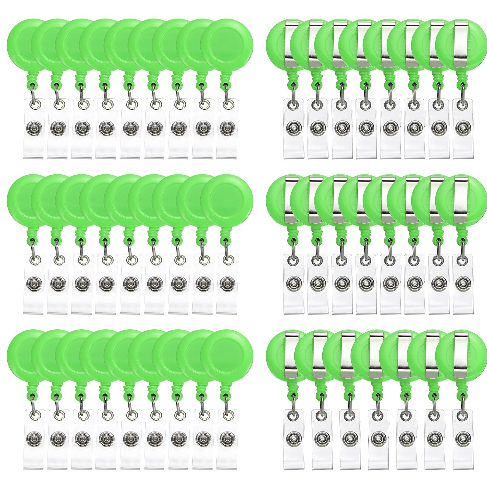 PATIKIL 50 Pcs Badge Reel, Retractable Badge Clip, ID Card Holder Reel with Swivel Alligator Clip for Teacher Employees Office Supplies, Light Green
