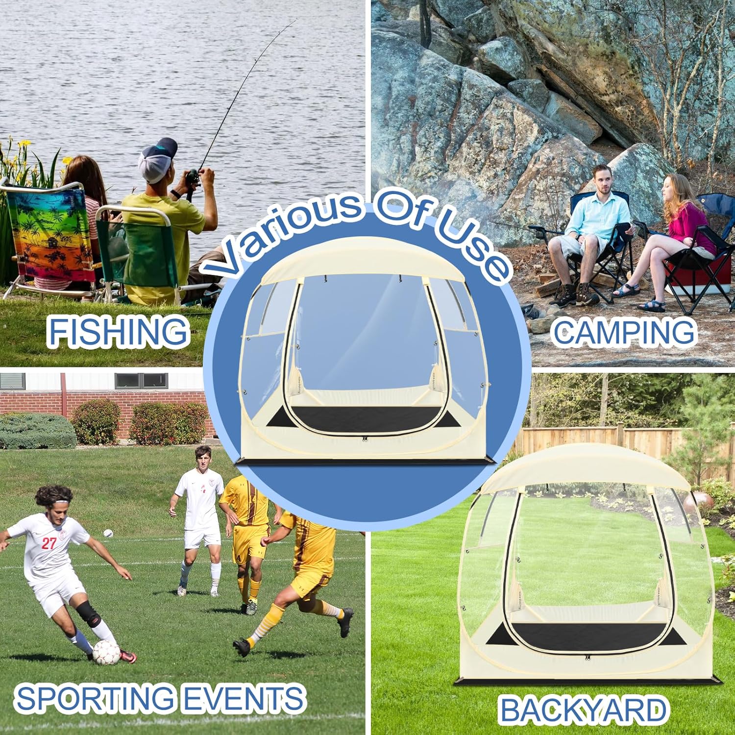 Eapele Sports Instant Pop-Up Shelter - Clear View Bubble Tent With Removable Roof, Windproof and Rainproof for 1-6 People - Perfect for Outdoor Enthusiasts Eapele Sports Instant Pop-Up Shelter - Clear View Bubble Tent With Removable Roof, Windproof and Rainproof for 1-6 People - Perfect for Outdoor Enthusiasts