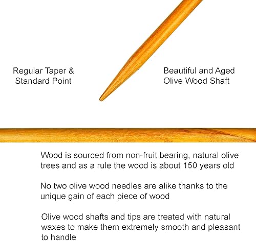 Miniatura 4 de addi Aguja circular de madera de olivo de 60 pulgadas (59.1 in) US 07 (0.177 in), ligera, cálida al tacto, puntas estándar, uniones suaves, paquete