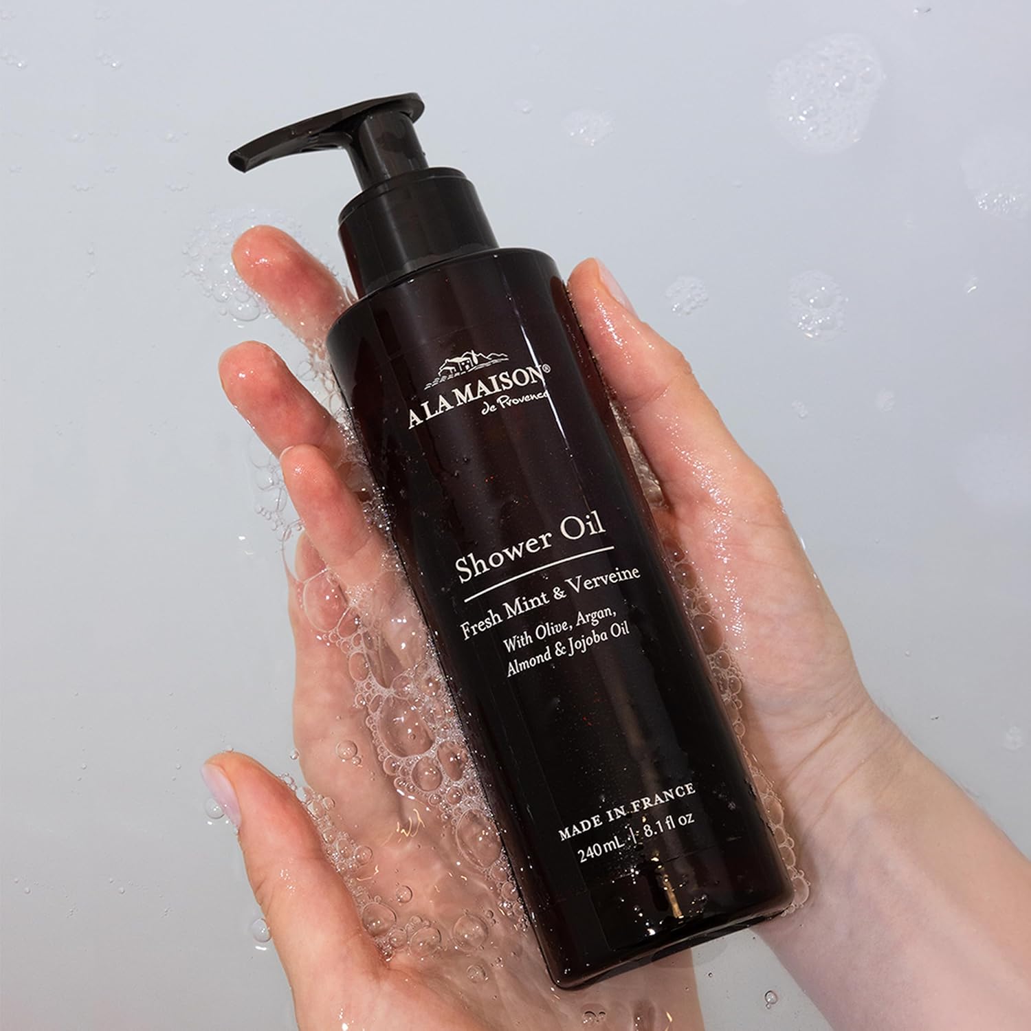 A LA MAISON Amber Collection Fresh Mint & Verveine Duo: Shower Oil - 3.3 oz Moisturizing & Fast-Absorbing Body Oil, 8.1 oz Hydrating Body Wash Alternative - Image 7