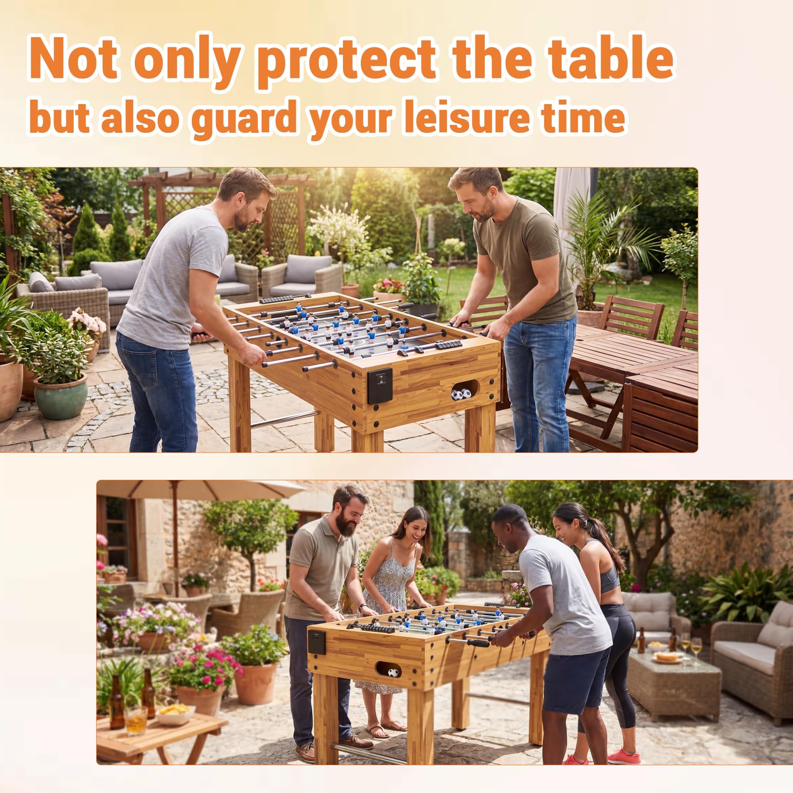 Onlyme – Housse de table de babyfoot imperméable pour adultes, résistante à la poussière, rectangulaire, noire, 145 x 115 x 72 cm