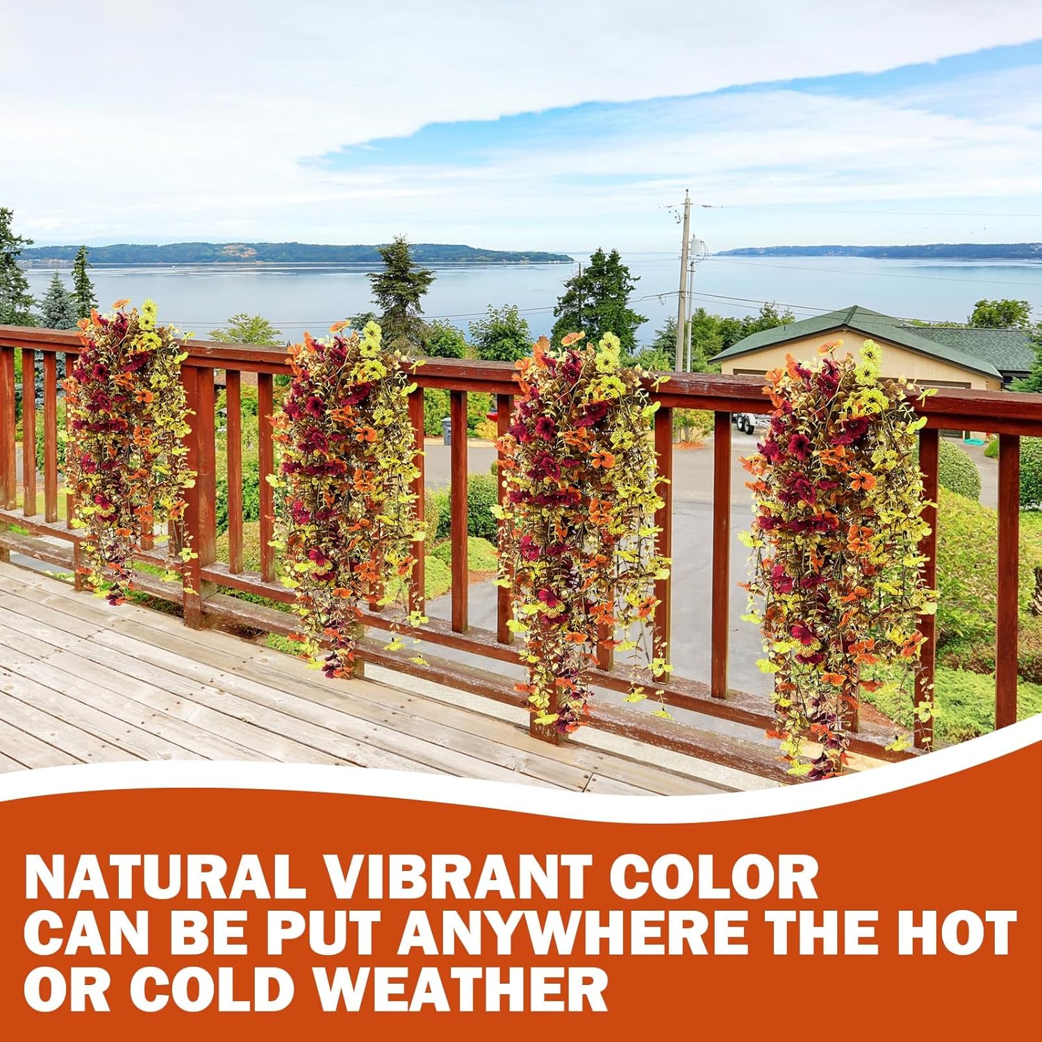 6 Pcs Fall Artificial Hanging Flowers Outdoor, Retro Color image 4