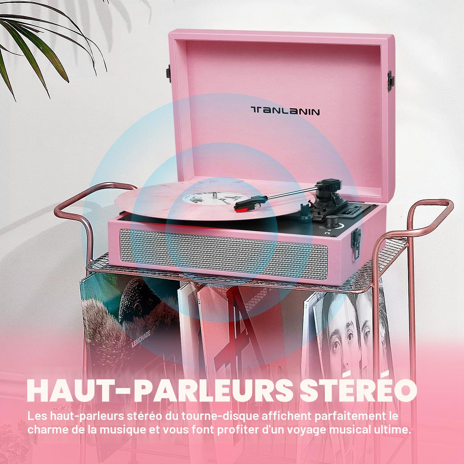 Tourne-disque rose
