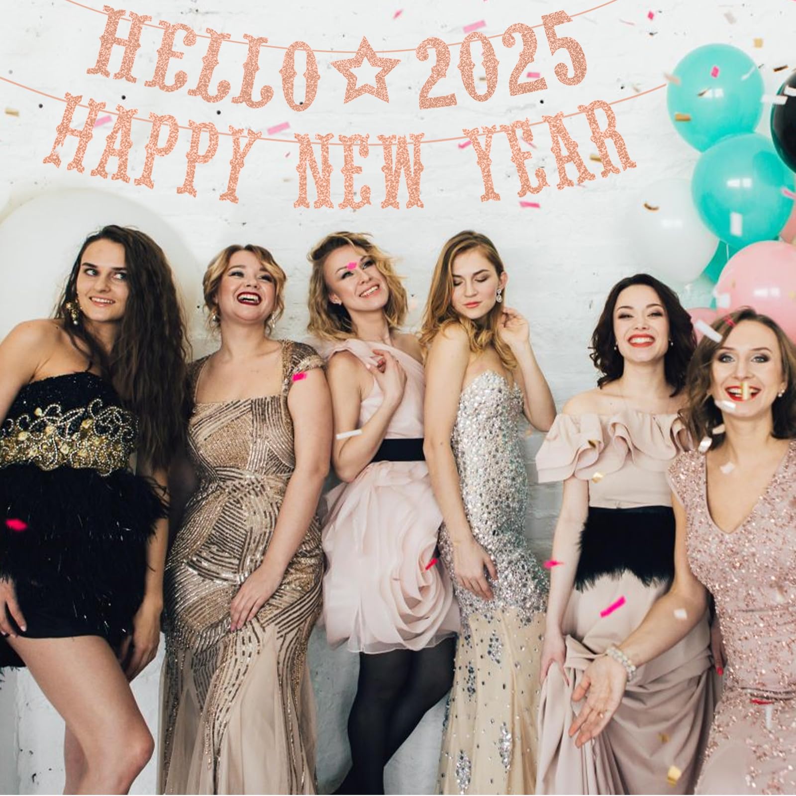 Glitter New Year Banner 2025 Bunting Banner Hanging Decorations, Hello 2025 Happy New Year Lettering Banner - Image 4
