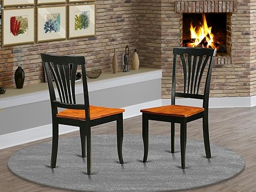 Miniatura 14 de East West Furniture AVC-WHI-W Avon - Sillas de comedor de cocina – Sillas de asiento de madera maciza con respaldo de listones, juego de 2, suero de