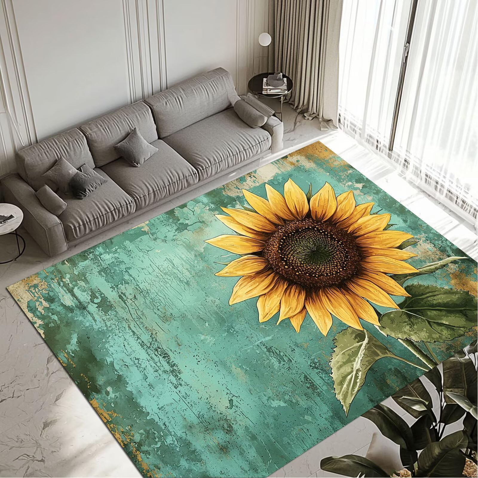 Tapis Sunflower 60x90cm lavable et antidérapant pour déco salon et chambre