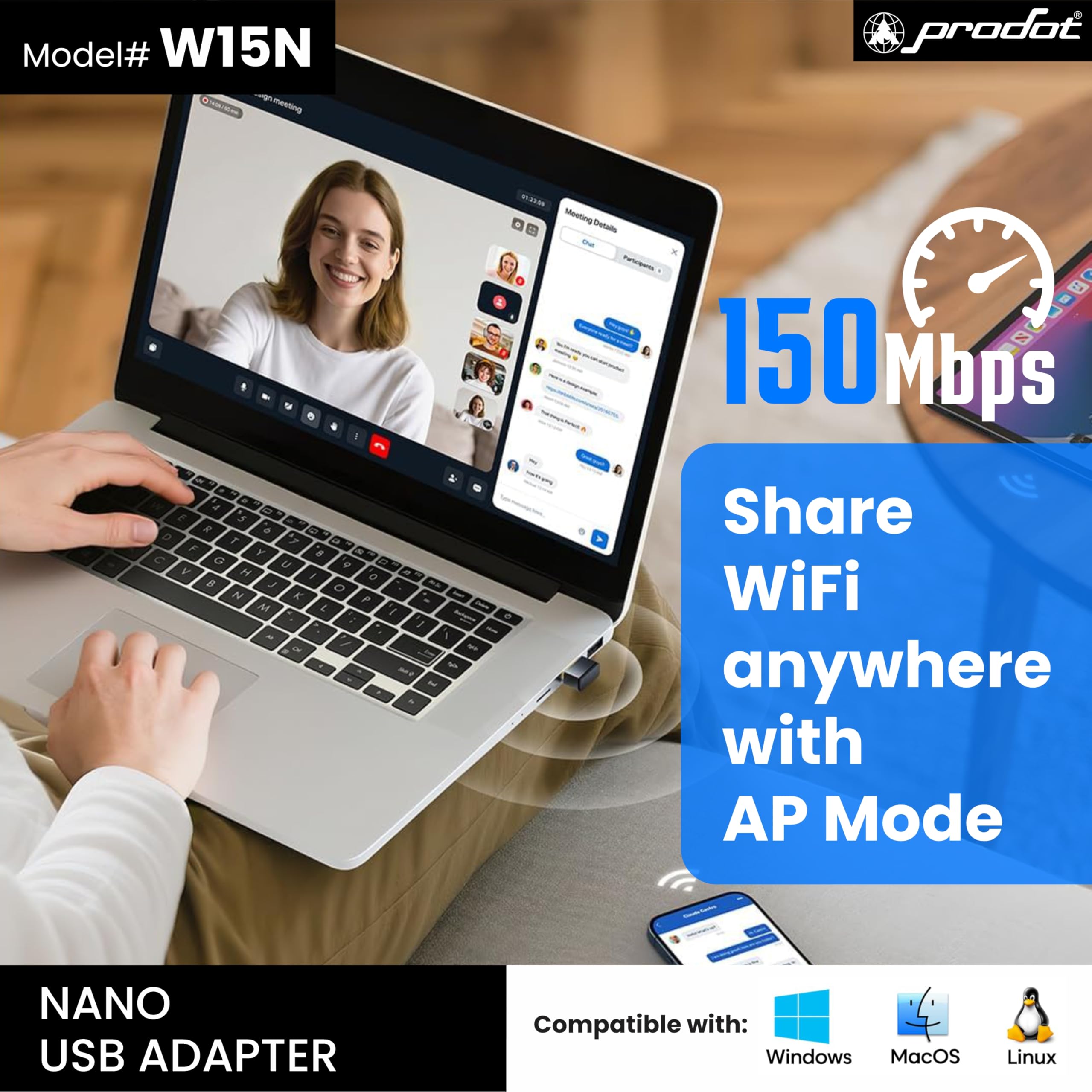 ProDot USB WiFi Adapter - 150Mbps Wireless Network Adapter -4