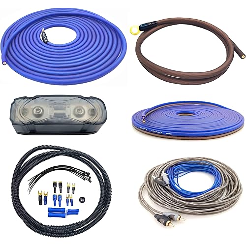 True 8 Gauge 100% Copper Amplifier Wiring Kit | 8 AWG (American Wire Guage) OFC | for Automotive Boat Car Audio Subwoofer Amp Install (incl Ground & Power Cable, RCA, Speaker, Remote Wires)