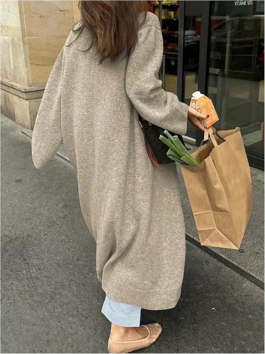 WDIRARA Women's Open Front Cardigan Sweaters Long Sleeve Chunky Knit Outerwear - Image 2