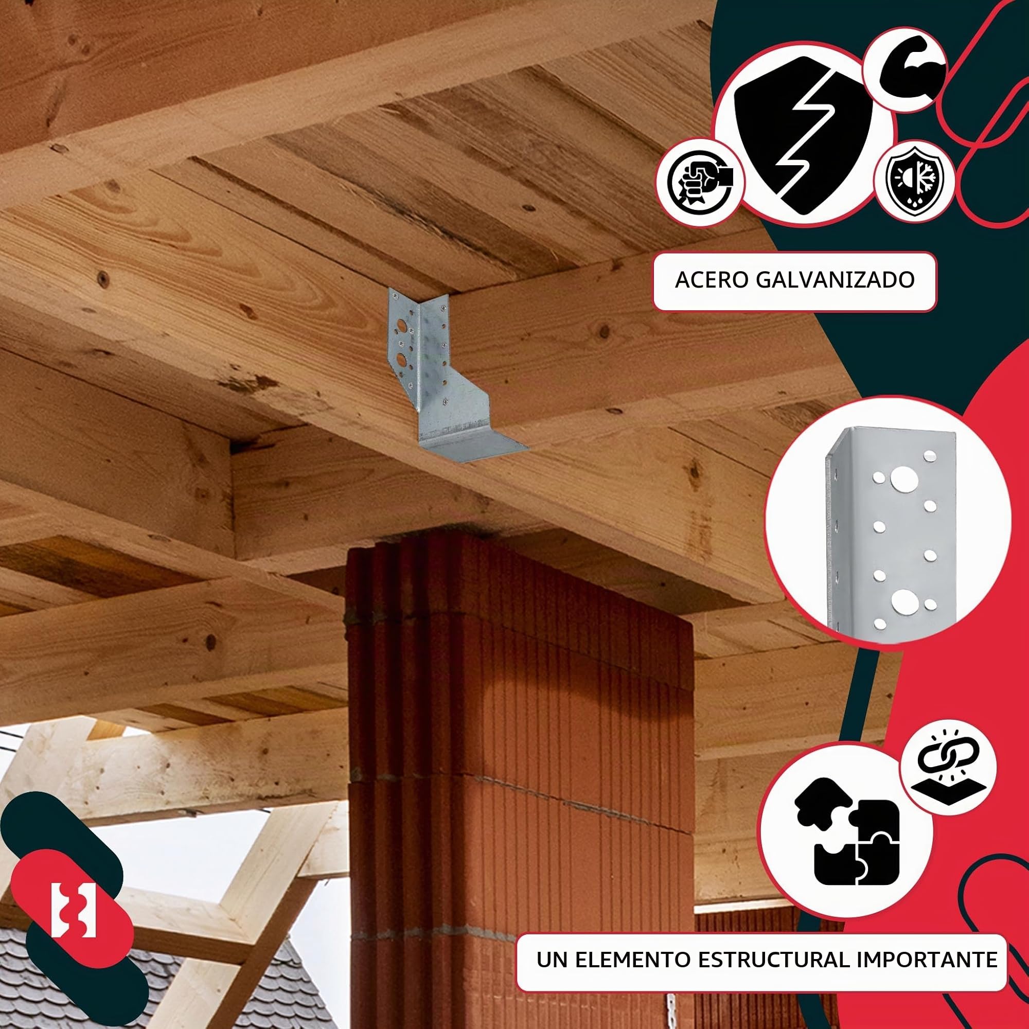 KOTARBAU® Juego de 10 soportes para vigas 40 x 110 mm, conectores de madera de acero galvanizado, soportes para vigas, conectores de vigas de carga pesada, conectores de vigas, conectores de vigas de