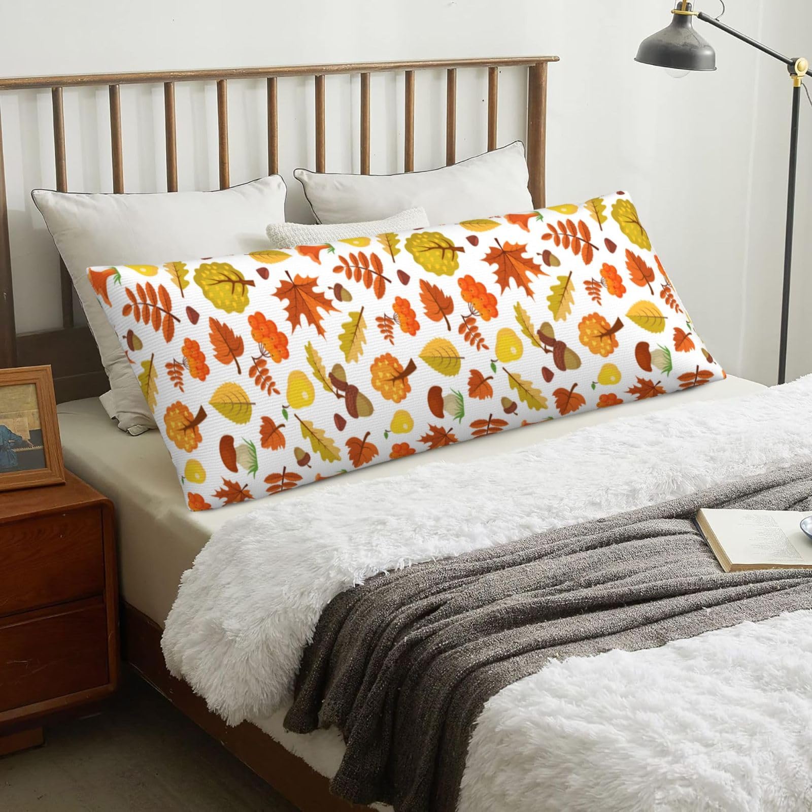 Autumn Maple Leaves, Body Pillow Cover with Zipper,Long Body Pillowcase 20 x 60 in