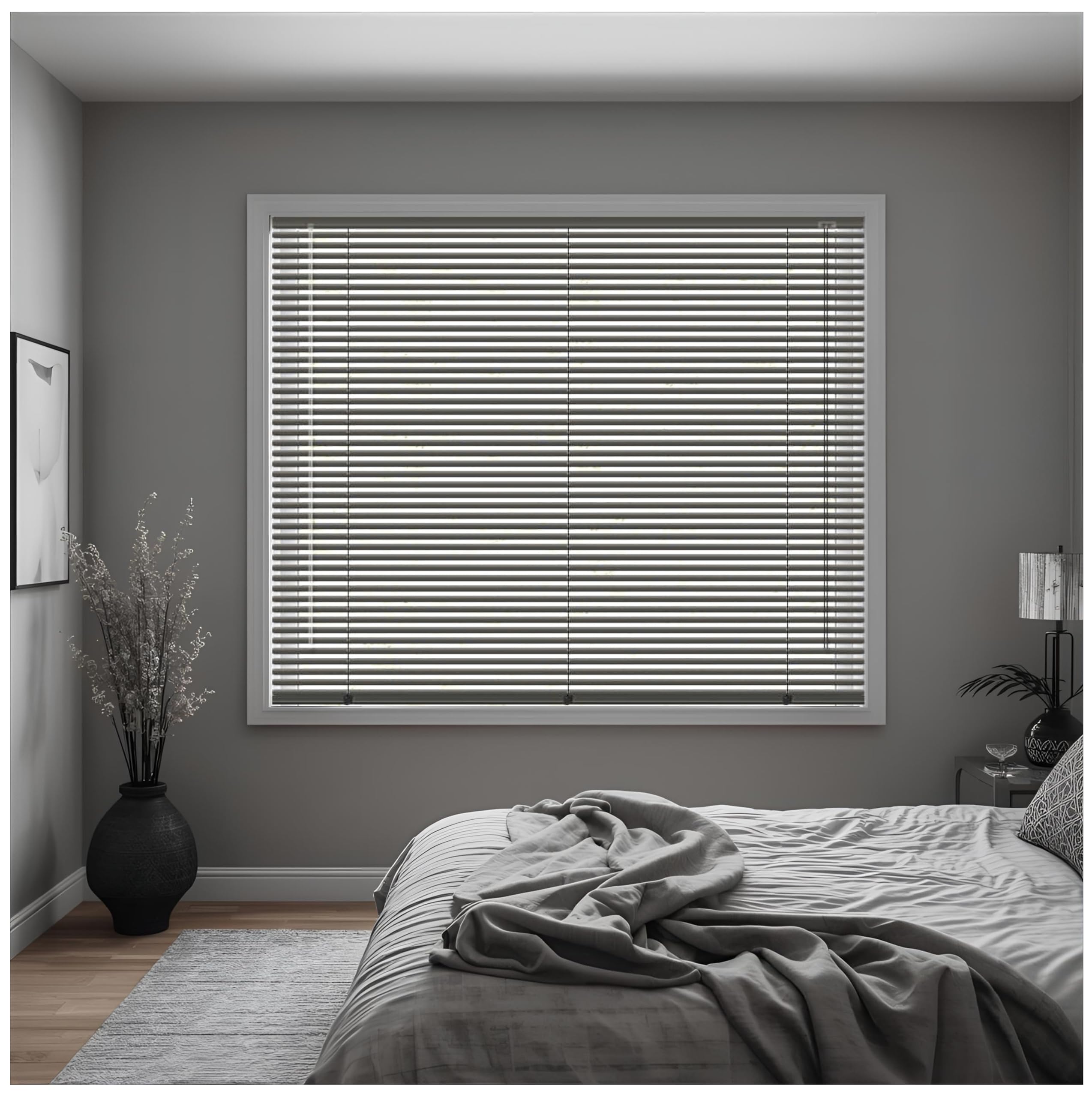 J.Din Made to Measure Grey Embossed Blind PVC Window Venetian Blinds 25mm Slats, Easy Fit Window Treatment Shutters Child Safe Fittings 120W x 213H cm