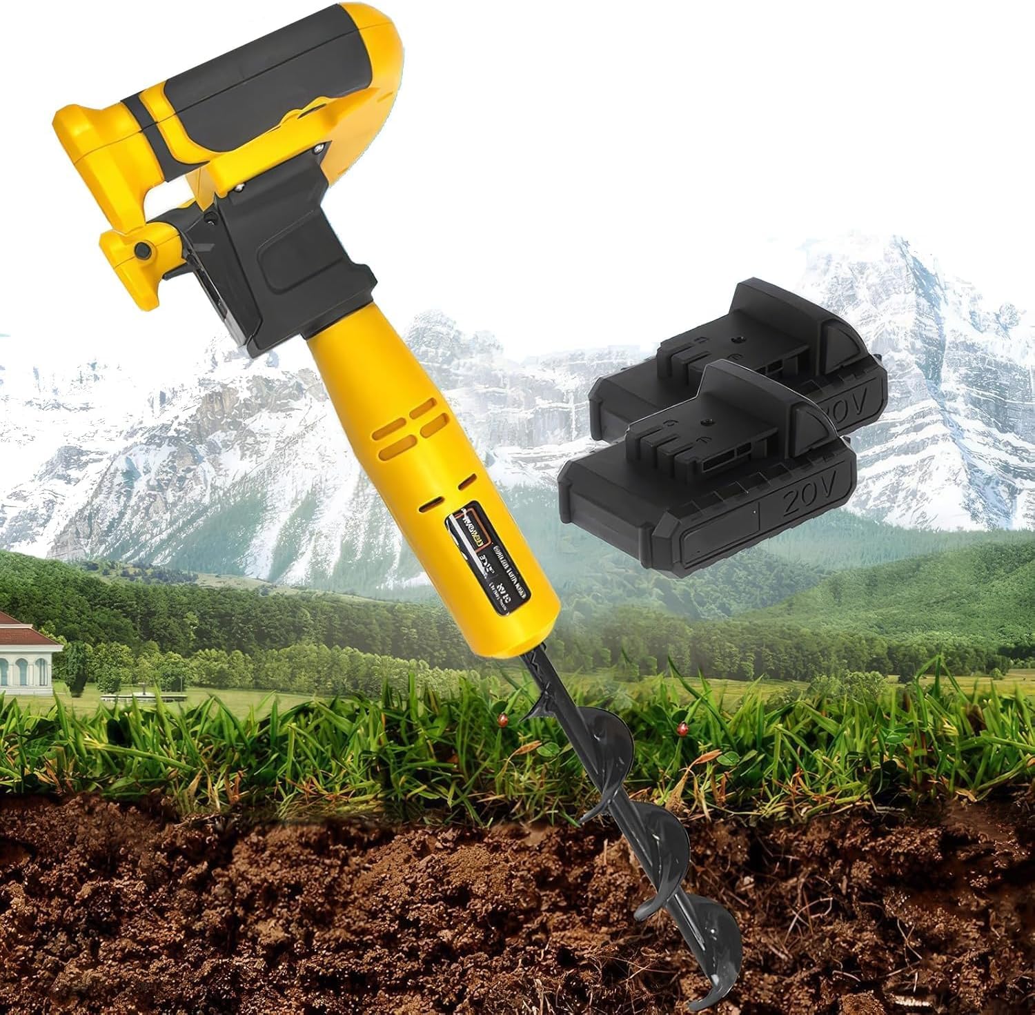 Barrena inalámbrica para postes de cercas, 350 W, eléctrica, para jardinería, función inversa, herramienta para Plantar árboles.