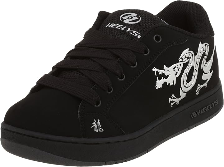 Heelys Men's Dragon Skate Shoe, Negro, carbón, plateado, 8 D(M) US