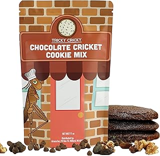 Tricky Cricky Cricket Protein Chocolate Cookie Mix - USA Handmade Edible Cricket Flour Cookie Mix - Real USA Farmed Dried Crickets in Each Cookie - Edible Bugs Baked in for High Protein - 11 Ounce Bag