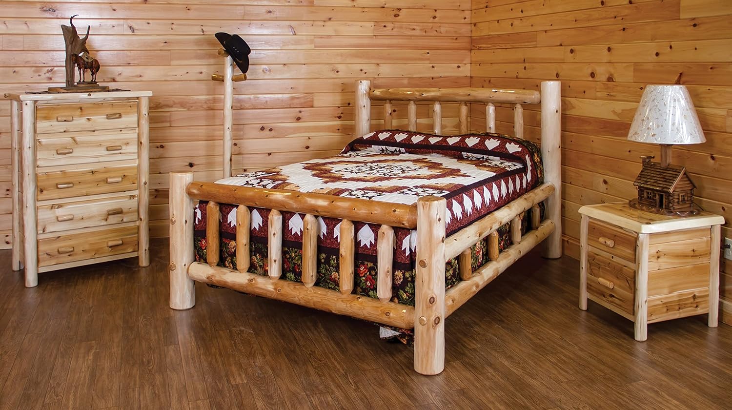 Furniture Barn USA White Cedar Log Queen Mission-Style Bedroom Set