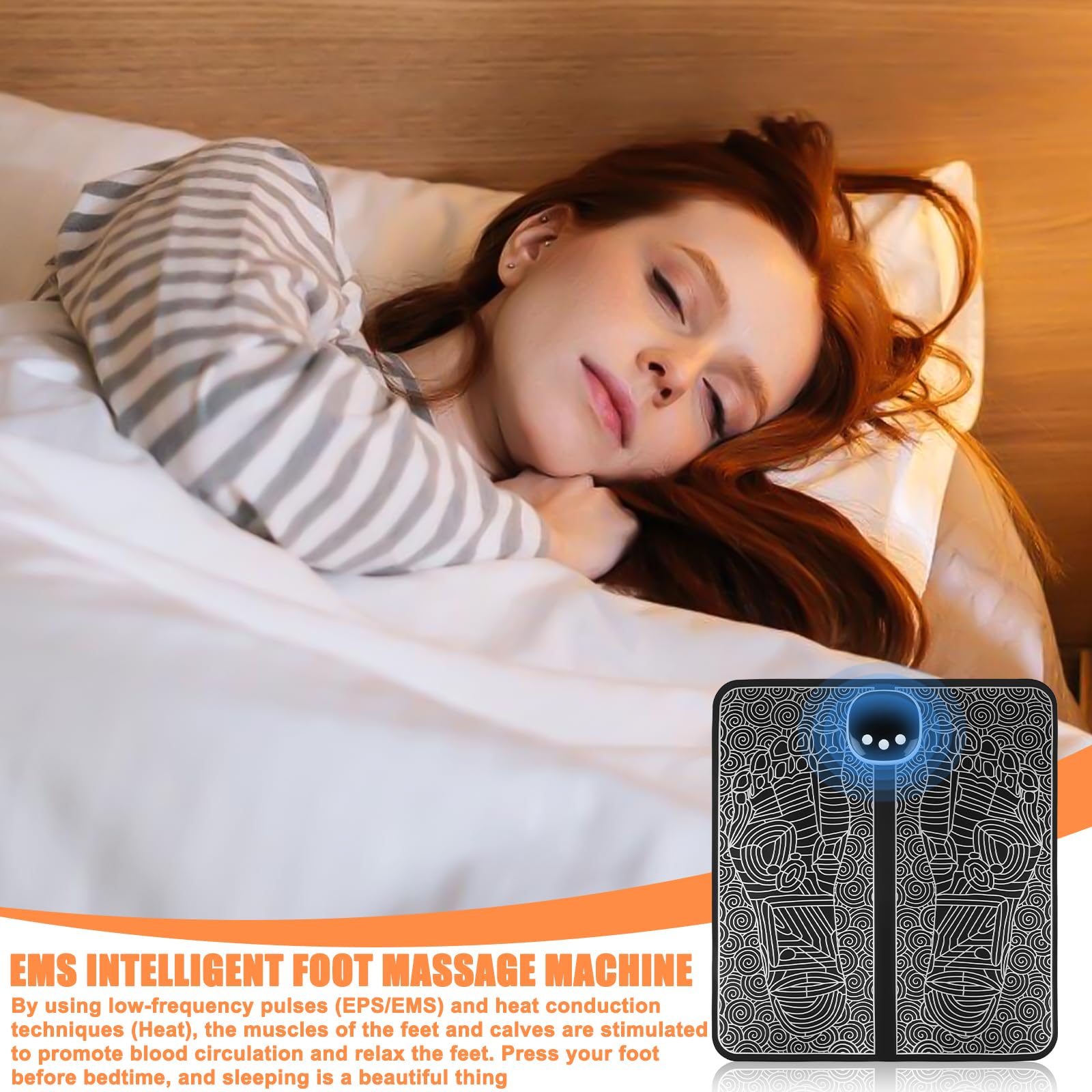 EMS - Massaggiatore elettrico per piedi, 19 intensità, USB, 8 modalità, portatile, pieghevole, telecomando, circolazione sanguigna
