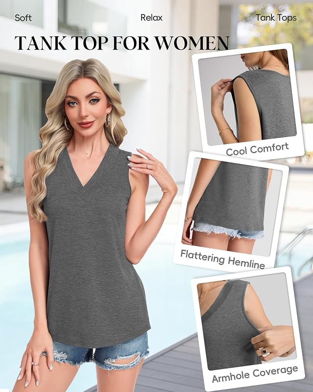 GAYHAY 3 Pack Tank Tops for Women V Neck Sleeveless Shirts Loose Fit 2026 image 4