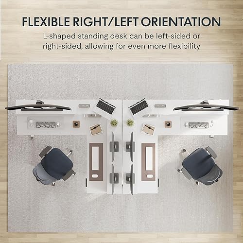 Miniatura 65 de FLEXISPOT Escritorio de esquina profesional con motor dual en forma de L, escritorio eléctrico de pie, escritorio de pie con altura ajustable, mesa