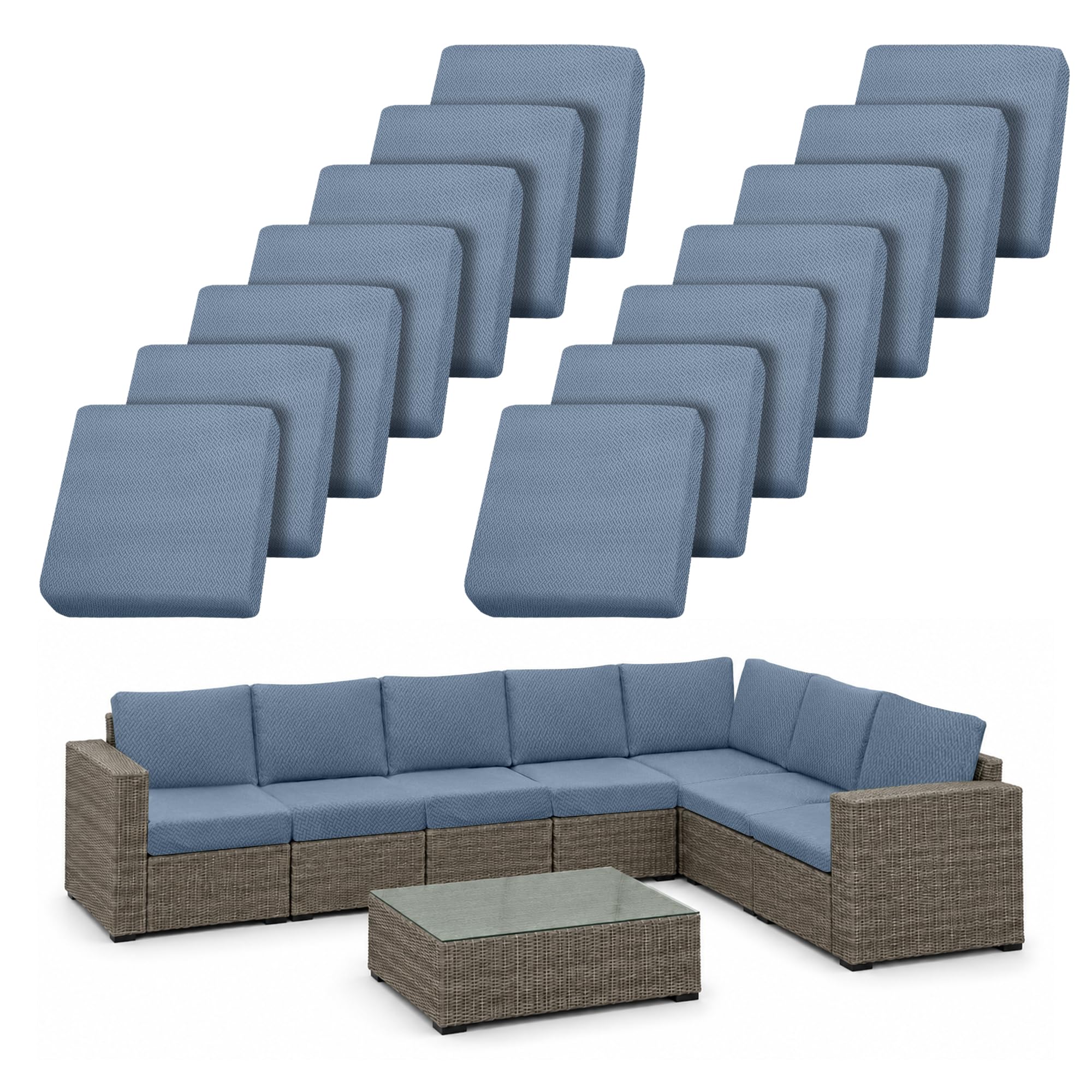 14Pcs Outdoor Cushion Covers Stretch Outdoor Furniture Slipcovers