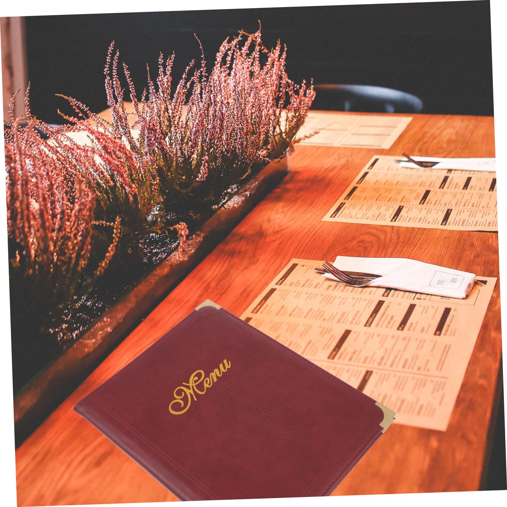 Carpeta de Visualización del Menú y Documento de Menú para Restaurante Cubierta de Cuero PU, Esquina Redondeada, Diseño Clásico y Uso en Recepción de Comercios