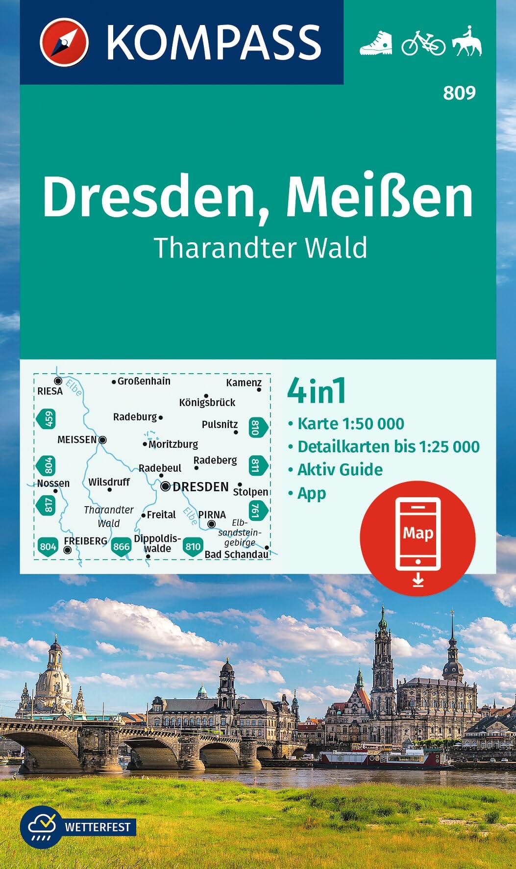 Dresden / Meißen / Tharandter Wald + Aktiv Guide (809): 4in1 Wanderkarte, mit Aktiv Guide und Detailkarten inklusive Karte zur offline Verwendung in ... Fahrradfahren. Skitouren. Langlaufen.