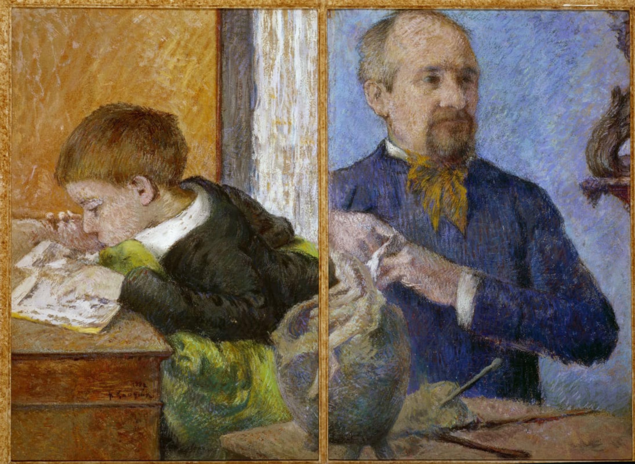 POSTERIIk Vintage Print Pop Art Landscape Artwork Portrait of Sculptor Jean Paul Dawn and His Son Emile by Paul Gauguin Art Prints for Office Home Decor 60x90cm