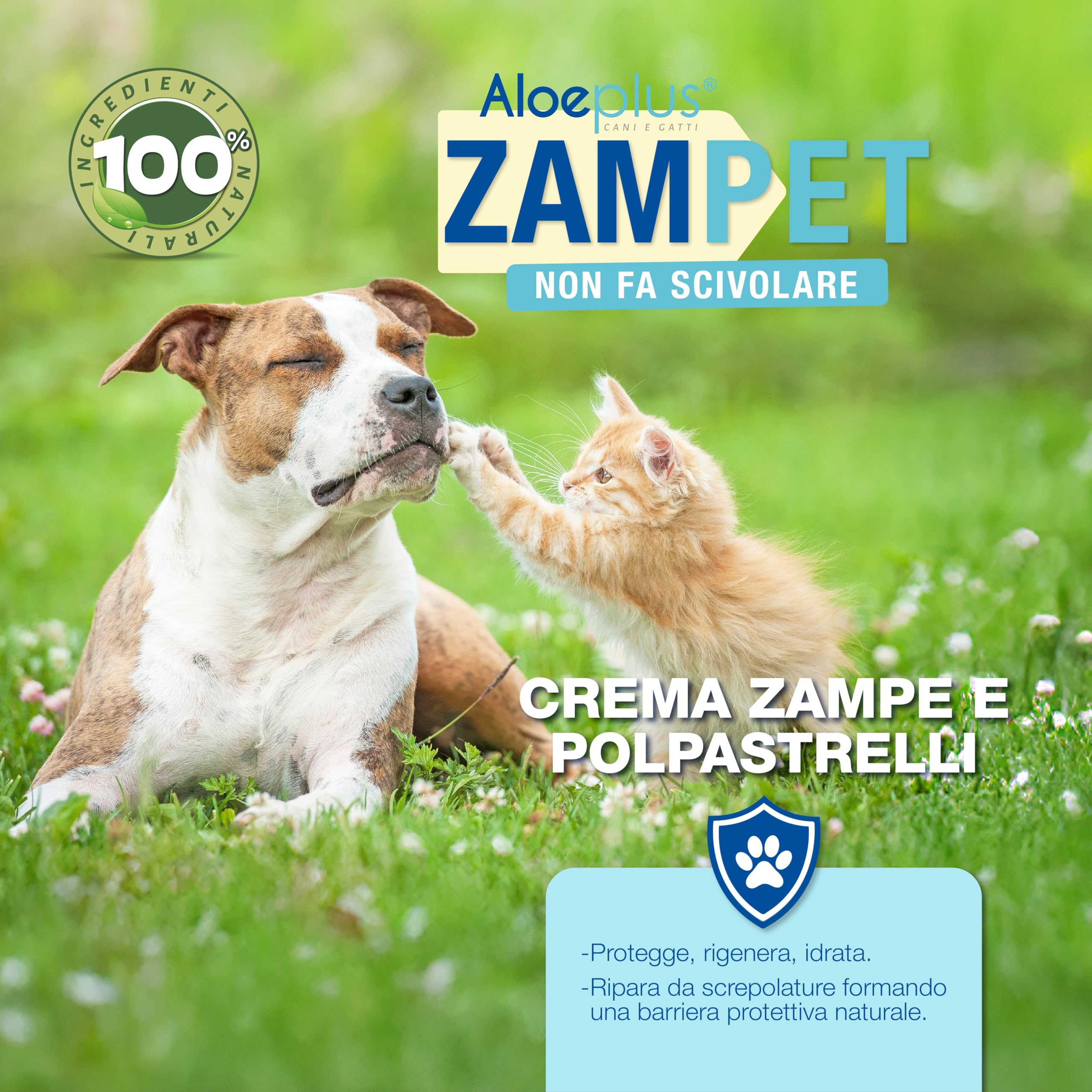 Aloeplus Zampet - Crema Polpastrelli Cane e Gatto, Balsamo Zampe Cane 100% Naturale, Idrata Protegge Rigenera, Contro Irritazioni e Secchezza, con Aloe Arborescens, Burro di Karité e Olio di Mandorle