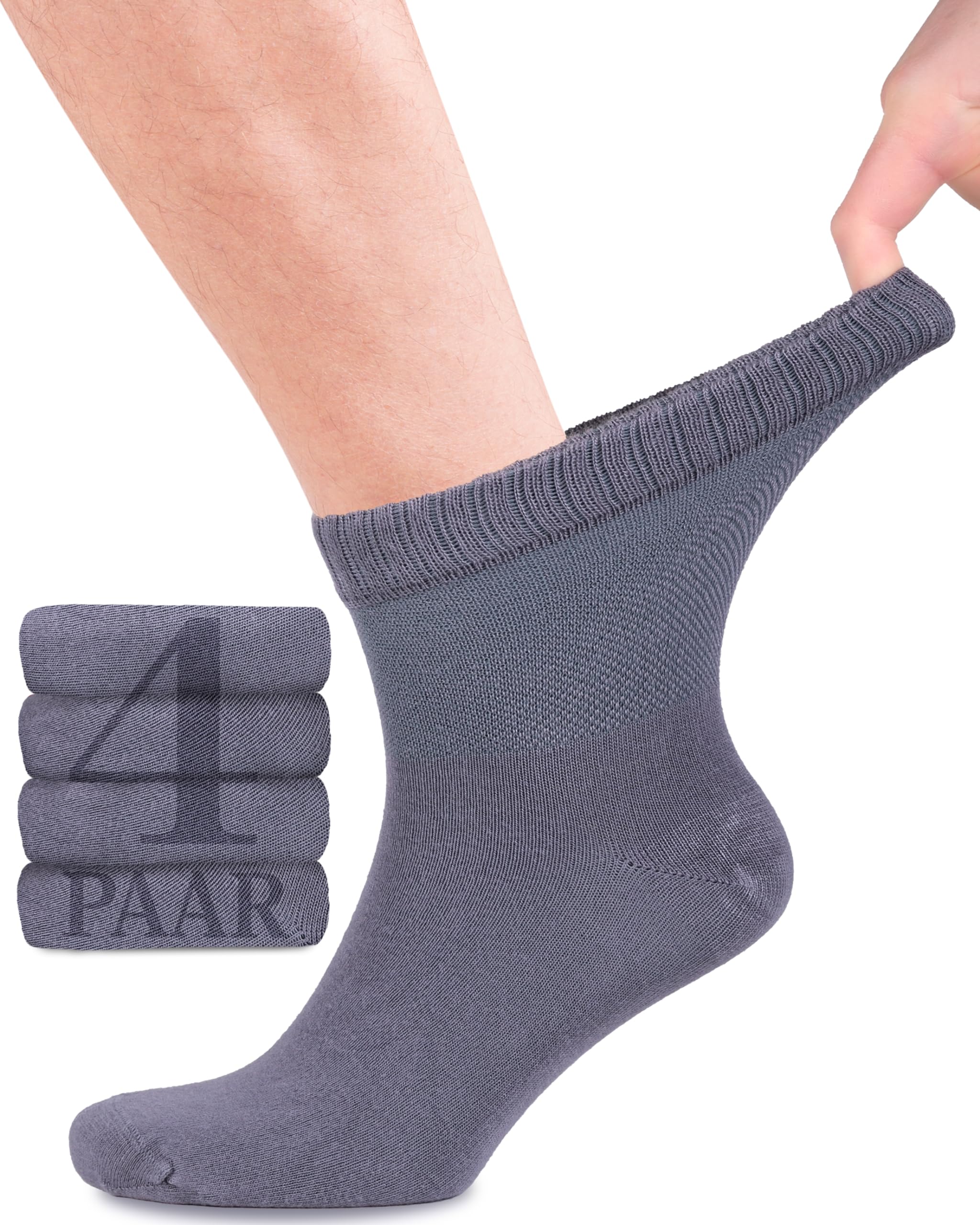 Fiera Besa Diabetikersocken für Herren mit Komfortbund ohne Gummibund, Knöchelhoch, Diabetiker Socken ohne Gummi & ohne Naht