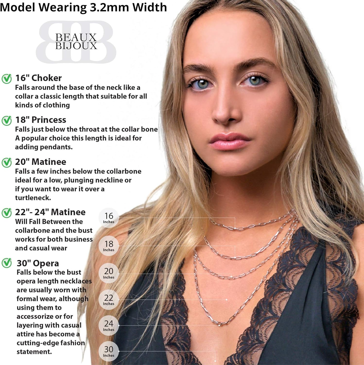 Beaux Bijoux Paperclip Chain Necklaces for Women | Sterling Silver 14k Gold Plated | Women's Trendy Layering Necklaces | Choose Width and Length | Fine Chain Necklaces Crafted in Italy - Image 3