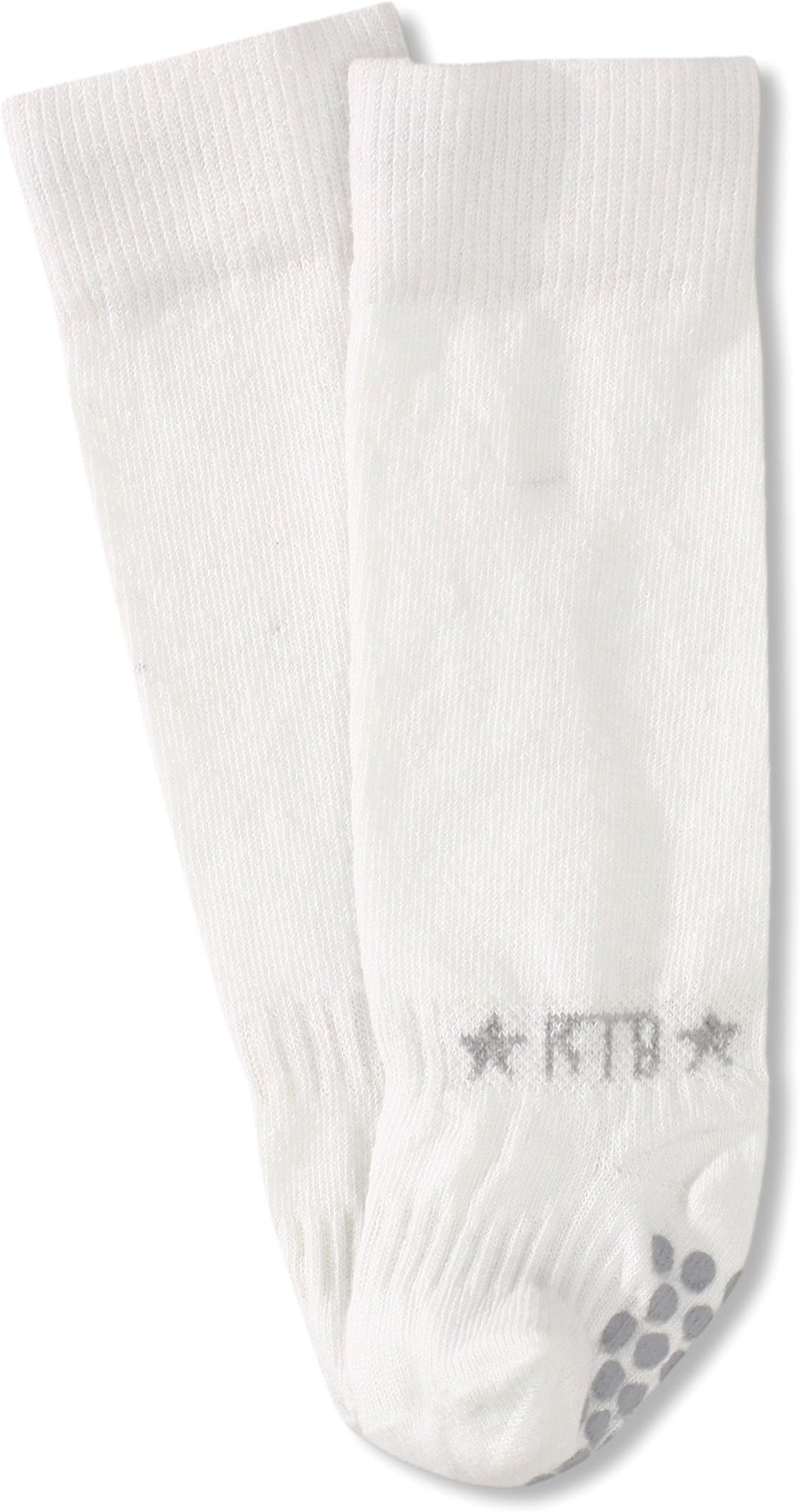 ROCK-A-THIGH Big Girls' Fashionable Thigh Socks With Ribbed Panel, White, 6-8 Years