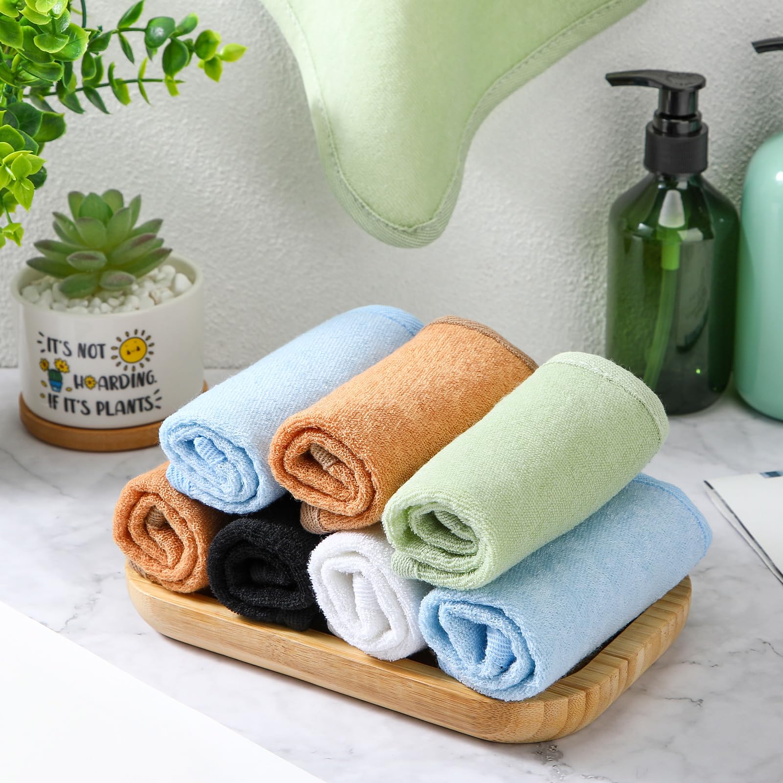 Tudomro 10 x Peeling-Waschlappen, doppelseitig, für Herren, Körper, Gesicht, Peeling-Tücher für Dusche, Männer und Frauen (26,7 x 22,6 cm, helle Farbe)
