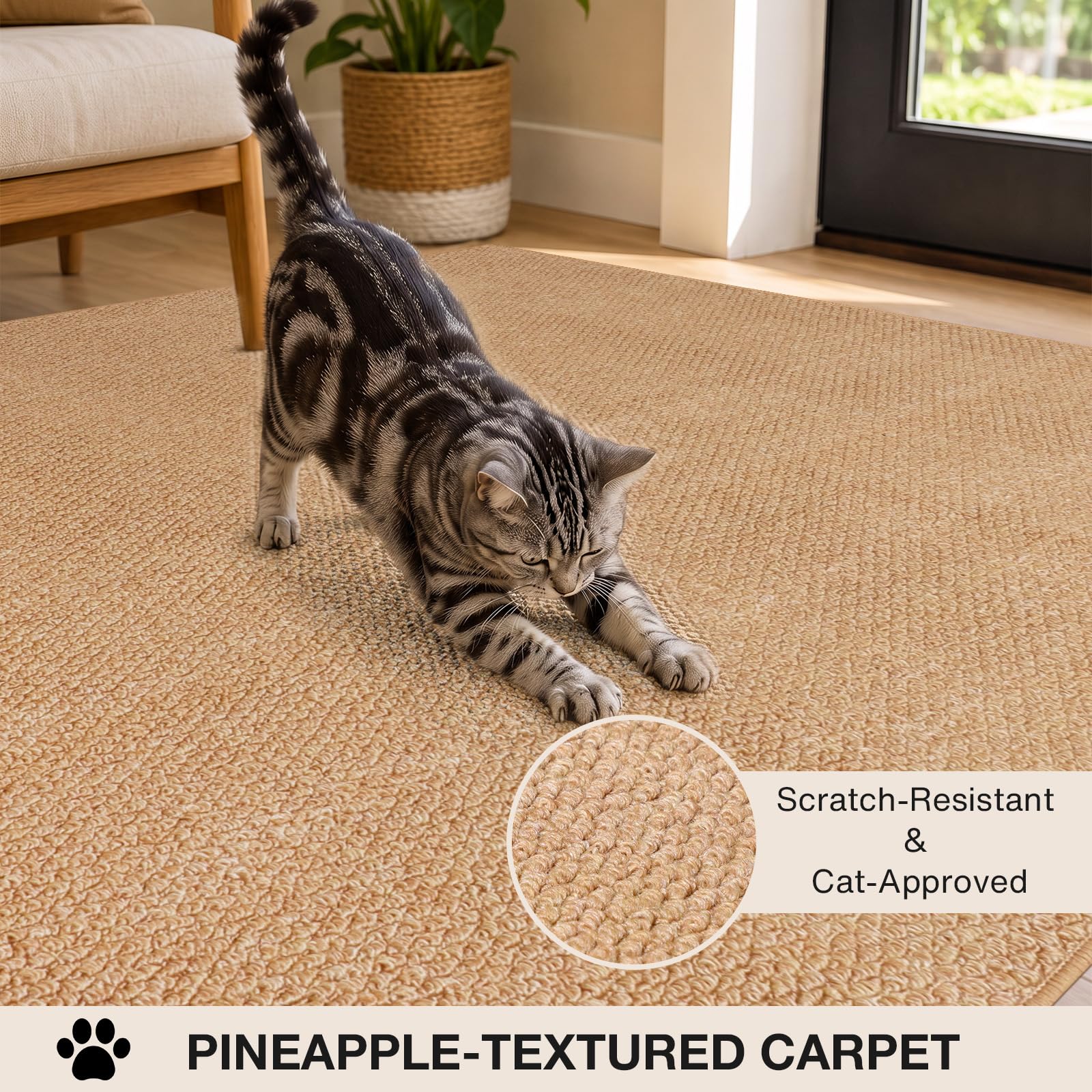 Ultra Thin Dirt Trapper Door Mat Indoor,Non-Slip 36" x 60" Porte and Hall Mat, Low Profile Front Indoor Mats for Dogs Paws, Large Absorbent Back Door Mats,Machine Washable Entryway Rugs, Camel Natural — Amazon image 2