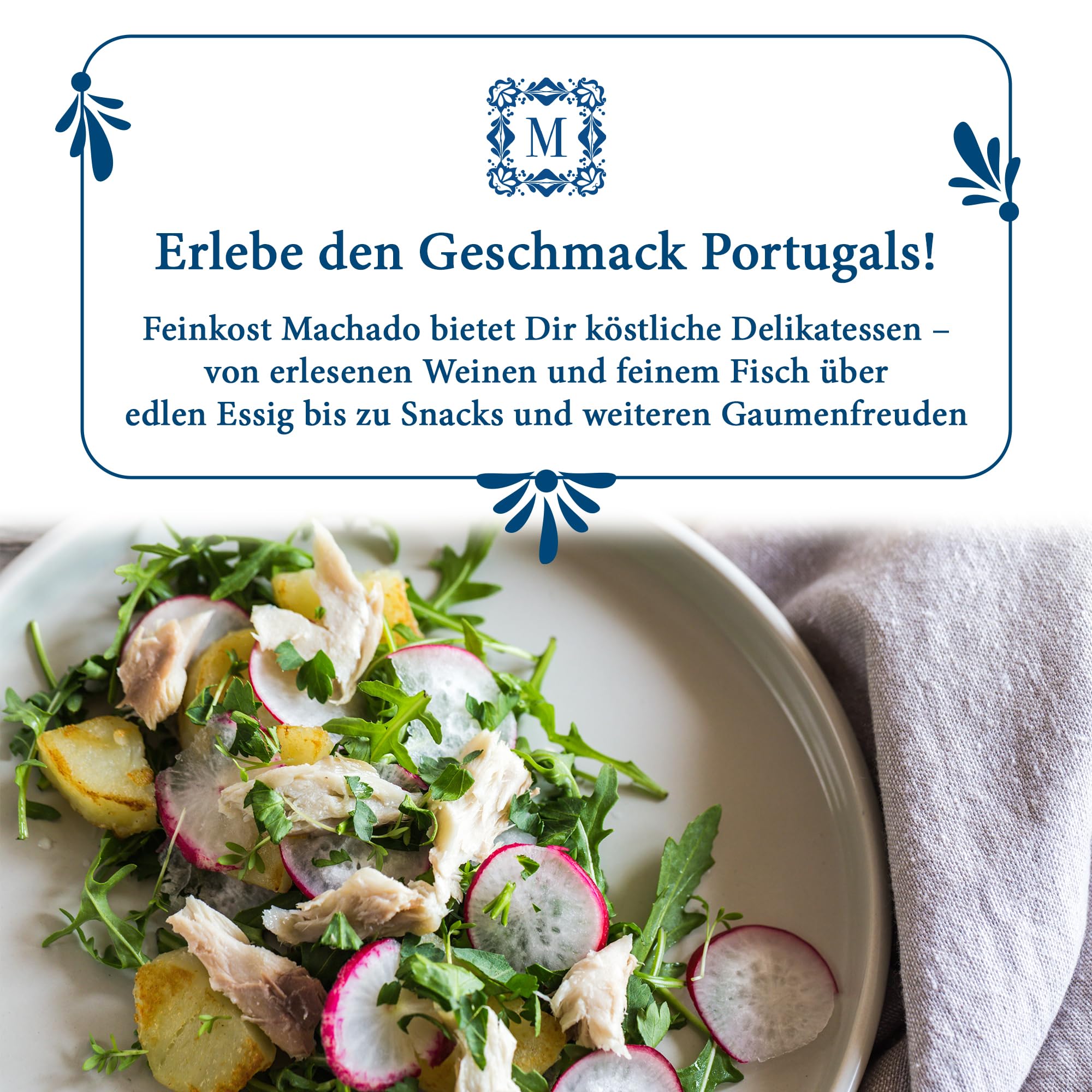 Feinkost Machado — Set of 4 Sardines in Olive Oil (160g each) | Classic, with Lemon, Garlic & Paprika | Mediterranean Delight from Portugal — Tender, Spicy & Aromatic | Perfect for Salads & Snacks