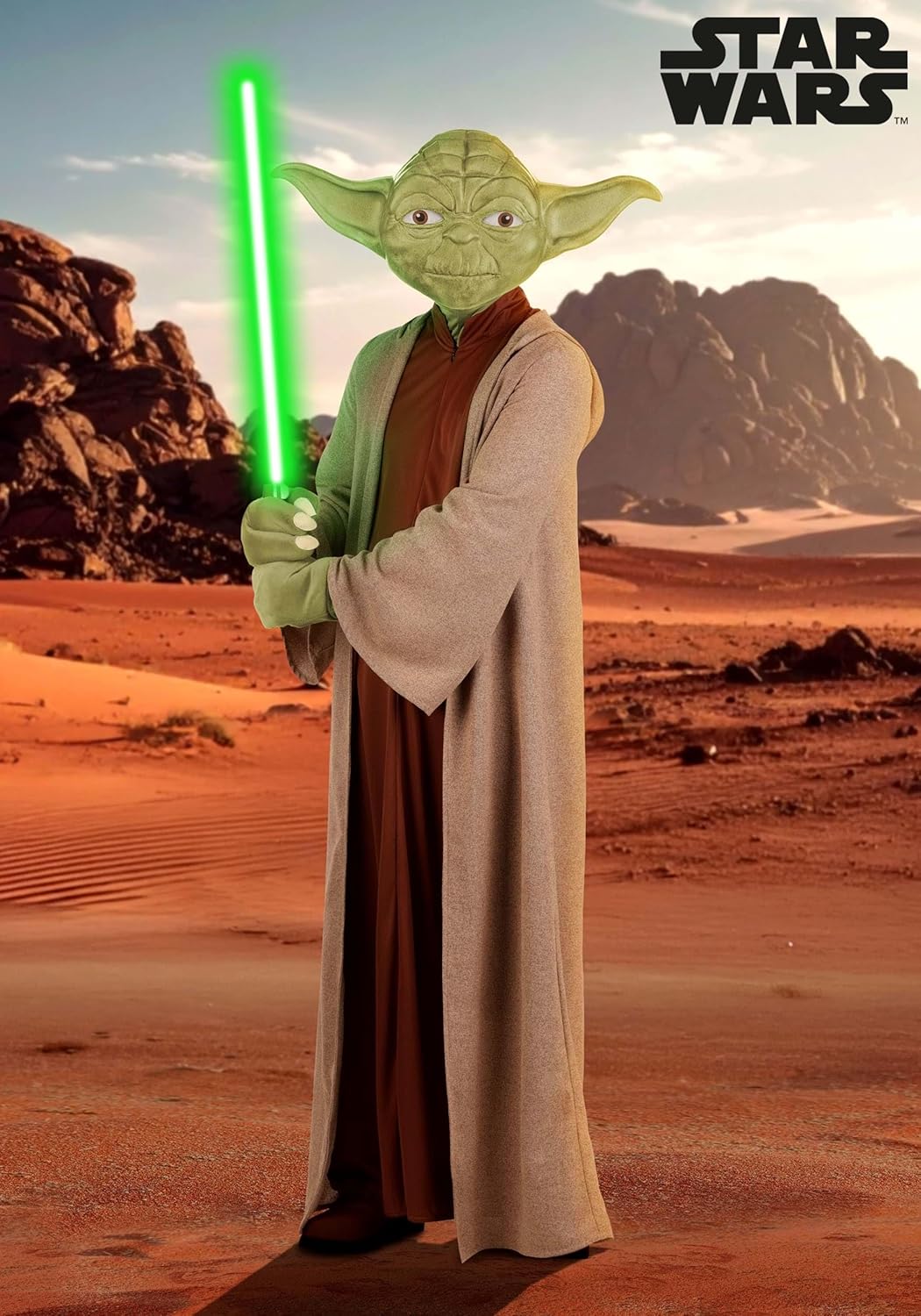 Deluxe Adult Star Wars Yoda Costume with Mask - Men's Jedi Master Outfit with Cowl & Gloves - Officially Licensed